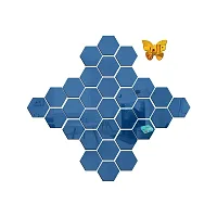 Classic 31 Hexagon Blue-Cp153 Acrylic Mirror Wall Sticker|Mirror For Wall|Mirror Stickers For Wall|Wall Mirror|Flexible Mirror|3D Mirror Wall Stickers|Wall Sticker Cp-679-thumb1