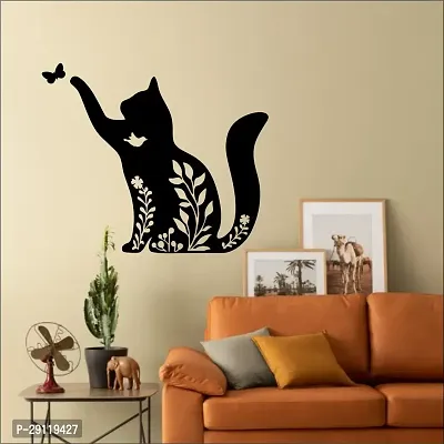 Classic Cat Butterfly Wall Sculptures, Wall Art, Wall Decor, Black Wooden Art Home Decor Items For Livingroom Bedroom Kitchen Office Wall, Wall Stickers And Murals (22 X 28 Cm)