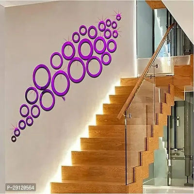 Classic 30 Rings And Dots Purple-Cp430 Acrylic Mirror Wall Sticker|Mirror For Wall|Mirror Stickers For Wall|Wall Mirror|Flexible Mirror|3D Mirror Wall Stickers|Wall Sticker Cp-956