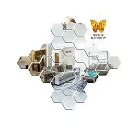 Classic 31 Hexagon Silver And 10 Butterfly Acrylic Mirror Wall Sticker|Mirror For Wall|Mirror Stickers For Wall|Wall Mirror|Flexible Mirror|3D Mirror Wall Stickers|Wall Sticker Cp-1324-thumb2