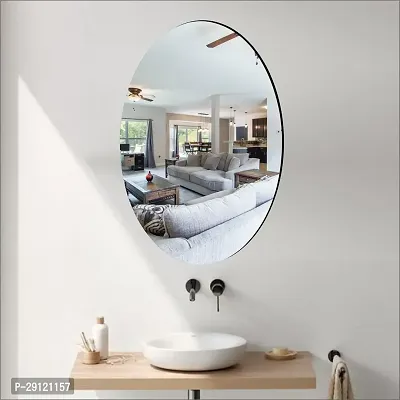 Classic Oval Mirror Plastic And Flexible Mirror Sticker | Non-Glass Mirror Wall Stickers For Walls (20X30) Cm | Mirror Stickers For Home And Bathroom Decoration | Wall Sticker Wall Mirrors-thumb0