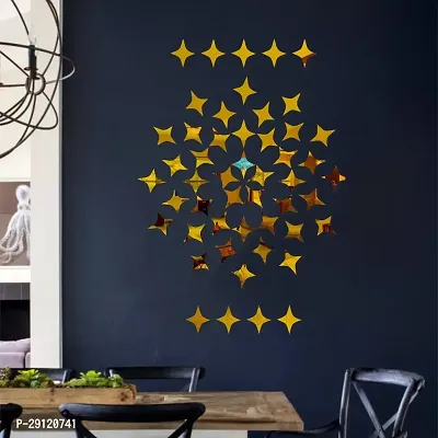 Classic 50 Star 4 Side Golden-Cp598 Acrylic Mirror Wall Sticker|Mirror For Wall|Mirror Stickers For Wall|Wall Mirror|Flexible Mirror|3D Mirror Wall Stickers|Wall Sticker Cp-1124