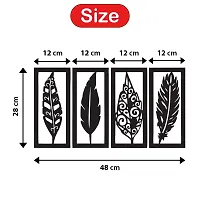 Classic Leaf Frame Wall Sculptures, Wall Art, Wall Decor, Black Wooden Art Home Decor Items For Livingroom Bedroom Kitchen Office Wall, Wall Stickers And Murals (28 X 48 Cm)-thumb2