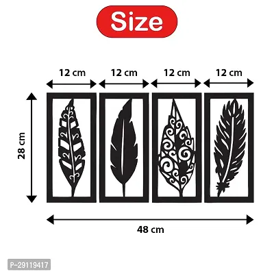 Classic Leaf Frame Wall Sculptures, Wall Art, Wall Decor, Black Wooden Art Home Decor Items For Livingroom Bedroom Kitchen Office Wall, Wall Stickers And Murals (28 X 48 Cm)-thumb3