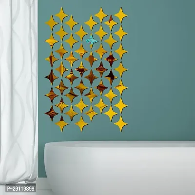 Classic 50 Star Golden Acrylic Mirror Wall Sticker|Mirror For Wall|Mirror Stickers For Wall|Wall Mirror|Flexible Mirror|3D Mirror Wall Stickers|Wall Sticker Cp-415-thumb0