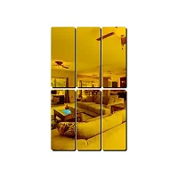 Classic 6 Frame Golden-Cp740 Acrylic Mirror Wall Sticker|Mirror For Wall|Mirror Stickers For Wall|Wall Mirror|Flexible Mirror|3D Mirror Wall Stickers|Wall Sticker Cp-1266-thumb1