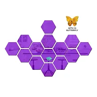 Classic 14 Hexagon Purple And 10 Butterfly Acrylic Mirror Wall Sticker|Mirror For Wall|Mirror Stickers For Wall|Wall Mirror|Flexible Mirror|3D Mirror Wall Stickers|Wall Sticker Cp-1310-thumb2