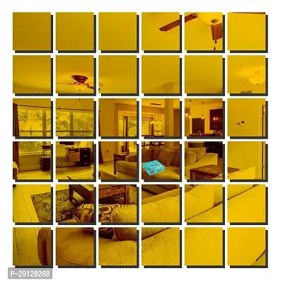 Classic 24 Big Square Golden-Cp197 Acrylic Mirror Wall Sticker|Mirror For Wall|Mirror Stickers For Wall|Wall Mirror|Flexible Mirror|3D Mirror Wall Stickers|Wall Sticker Cp-723-thumb0