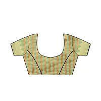 Plain/Solid Temple Border Thread Woven Handloom assam silk saree With Blouse Piece (Green)-thumb1