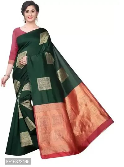 Trendy Designer Saree With Blouse Piece Green Women's Banarasi Silk Saree