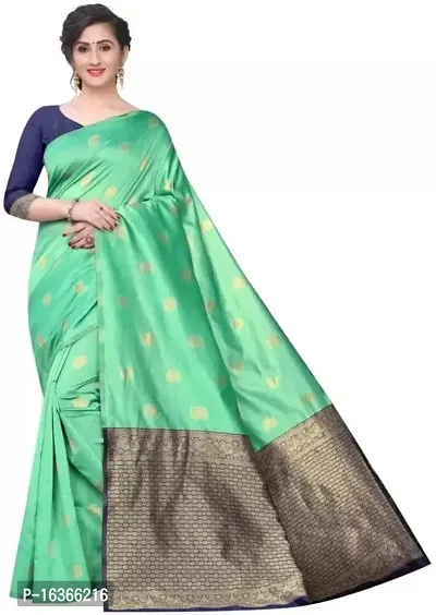 Women's Woven Design Banarasi Silk Saree With Blouse Piece (light green)