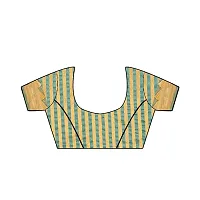 Plain/Solid Temple Border Thread Woven Handloom assam silk saree With Blouse Piece (Firozi)-thumb1