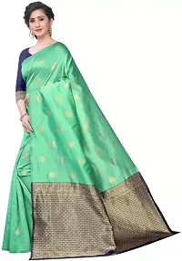 Women's Woven Design Banarasi Silk Saree With Blouse Piece (light green)-thumb1