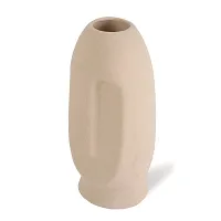Kraftlik Handicrafts Face Shape Ceramic Vases | Planter | Matte(Rough) Finish Flower Pot | Bottle Shape with Unique Quality for Home D?cor Center Table Bedroom Side Corners Decoration (Off-White)-thumb2