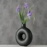 Kreative Homes Beautiful Ceramic Decorative Vases with Unique Quality for Home Decor, Center Table, Flowers Pot, Bedroom Side Corners, Living Room Decoration and Party Centerpieces | Planter | Flower Pot | Ring Shape Planter (Black)-thumb3