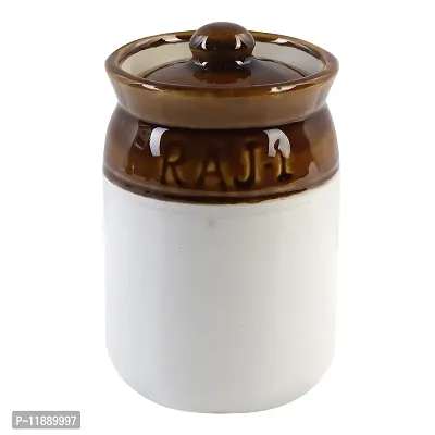 Kraftlik Handicrafts Ceramic Pickle Jars with Lid | Barni | Containers | Storage Jar for spice pickle chatni achar | hand Painted Ceramic Barni | Achar ki Barni | Dining Table Container (1000 ml)
