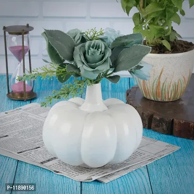 Kraftlik Handicrafts Kaddu Shape Ceramic Vases | Planter | Flower Pot | Bottle Shape with Unique Quality for Home D?cor Center Table Bedroom Side Corners Decoration (White)-thumb5