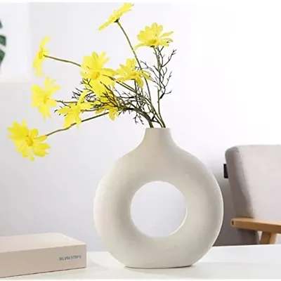Kreative Homes Beautiful Ceramic Vase Flower Pot | Planter | Ring Shape Planter Decorative Vases with Unique Quality for Home Decor, Center Table, Flowers Pot, Bedroom Side Corners, Living Room Decoration and Party Centerpieces