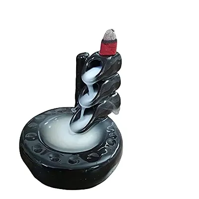 Kreative Homes Ceramic Backflow Smoke Fragrance Fountain Incense Holder Home Fragrance(Cylindrical, Black)