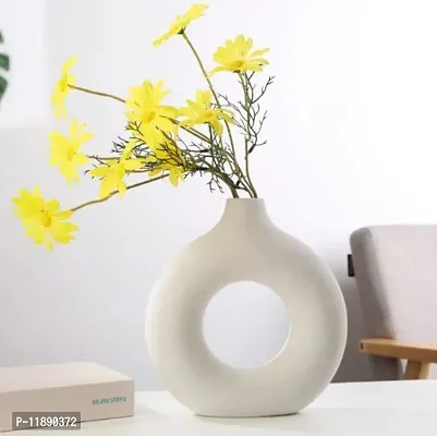 Bottle Shape Flower Vase for flowers decoration , Centerpiece, Decorative Flower  Pot for Living Room, Kitchen , Office and Home | Ceramic Flower Pot 9 inch  | Off-white Smooth Texture high - Quality Vase