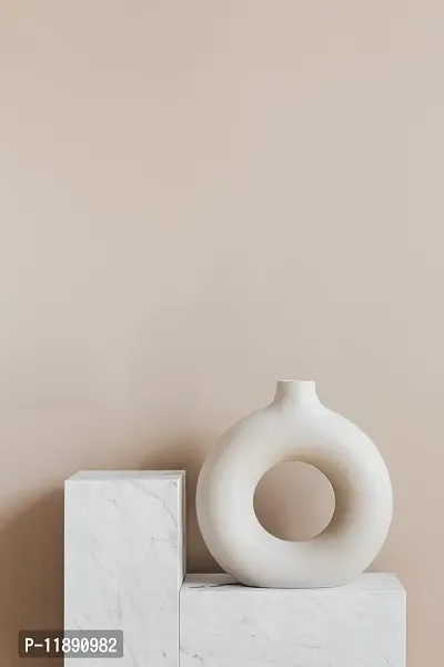 Kreative Homes Beautiful Ceramic Donut Shape Decorative Vases with Unique Quality for Home Decor, Center Table, Flowers Pot, Bedroom Side Corners, Living Room Decoration and Party Centerpieces | Planter | Flower Pot | Ring Shape Planter (White)-thumb3