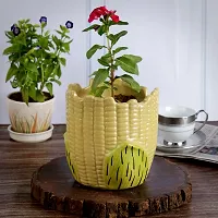 Kraftlik Handicrafts Beautiful Ceramic Planter | Flower Pot | Corn Shape with Unique Quality for Home D?cor Center Table Bedroom Side Corners Decoration Party Centerpieces (Off-White)-thumb1