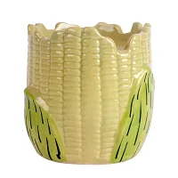 Kraftlik Handicrafts Beautiful Ceramic Planter | Flower Pot | Corn Shape with Unique Quality for Home D?cor Center Table Bedroom Side Corners Decoration Party Centerpieces (Off-White)-thumb2