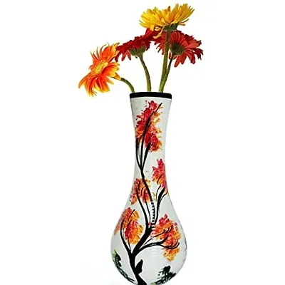 Kraftlik Handicrafts Ceramic Flower Vase | Pot | Container | Corner Table Flower Pot Cylindrical Shape Pottery Hand Crafted Painted Mouth Decorative Vase for Home Decor Living Room Office Table d?cor