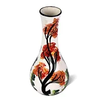 Kraftlik Handicrafts Ceramic Flower Vase | Pot | Container | Corner Table Flower Pot Cylindrical Shape Pottery Hand Crafted Painted Mouth Decorative Vase for Home Decor Living Room Office Table d?cor-thumb1