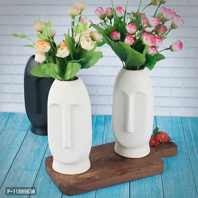 Kraftlik Handicrafts Bottle Shape Ceramic Vases | Planter | Flower Pot | Bottle Shape with Unique Quality for Home D?cor Center Table Bedroom Side Corners Decoration (White)-thumb2