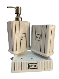 Kraftlik Handicrafts Ceramic Bathroom Accessories Set and Organization | Creative Design Bathroom Accessories | Hand Soap Dispenser | Soap Dish | Tumblers ( Set of 1, White)-thumb3