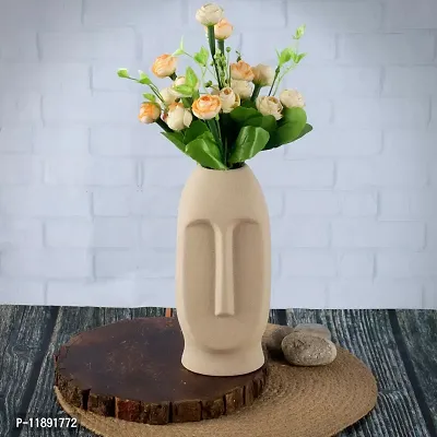 Kraftlik Handicrafts Face Shape Ceramic Vases | Planter | Matte(Rough) Finish Flower Pot | Bottle Shape with Unique Quality for Home D?cor Center Table Bedroom Side Corners Decoration (Off-White)-thumb0