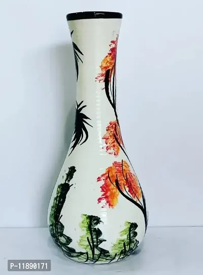 Kreative Homes Ceramic Flower Vase | Pot | Container | Corner Table Decoration Flower Pot Cylindrical Shape Pottery Hand Crafted Painted Mouth Decorative Vase for Home Decor Living Room Office Table d?cor (Multicolor)-thumb4
