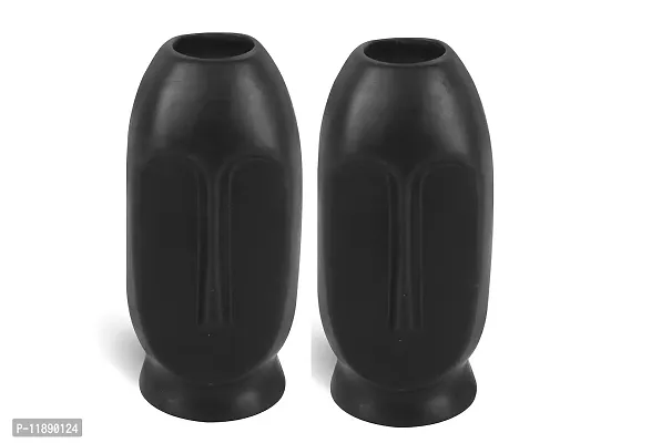 Kraftlik Handicrafts Bottle Shape Ceramic Vases | Planter | Flower Pot | Face Shape with Unique Quality for Home D?cor Center Table Bedroom Side Corners Decoration ( Black, Pack of 2)