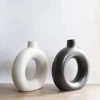 Kreative Homes Beautiful Ceramic Decorative Vases with Unique Quality for Home Decor, Center Table, Flowers Pot, Bedroom Side Corners, Living Room Decoration and Party Centerpieces | Planter | Flower Pot | Ring Shape Planter (Pack of 2)-thumb3