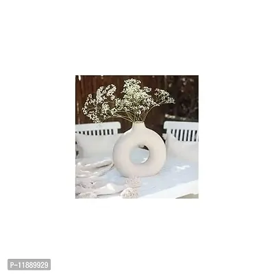 Kraftlik Handicrafts Beautiful Ceramic Vases | Planter | Flower Pot | Ring Shape with Unique Quality for Home D?cor Center Table Bedroom Side Corners Decoration (Pack of 2, White-Black)-thumb2