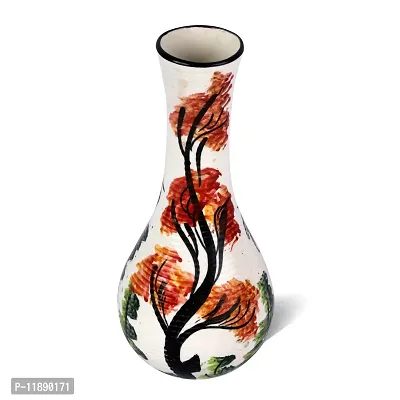 Kreative Homes Ceramic Flower Vase | Pot | Container | Corner Table Decoration Flower Pot Cylindrical Shape Pottery Hand Crafted Painted Mouth Decorative Vase for Home Decor Living Room Office Table d?cor (Multicolor)-thumb2