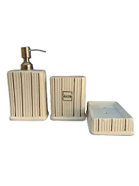 Kraftlik Handicrafts Ceramic Bathroom Accessories Set and Organization | Creative Design Bathroom Accessories | Hand Soap Dispenser | Soap Dish | Tumblers ( Set of 1, White)-thumb1