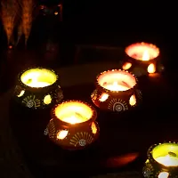 Kraftlik Handicrafts Matki Shape Clay Diya Candle Diya for Diwali Lighting Decoration Ganesh Chaturthi Diwali Gift and Pooja Home Decor Item(Set of 6)-thumb4