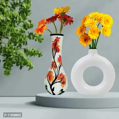 Kraftlik Handicrafts Ceramic Planter Flower Vase | Container | Gamla | Classy Planter Pot Ceramic Planters Pot for Indoor Outdoor Home Office Balcony Decor Pottery (Pack of 2)-thumb0