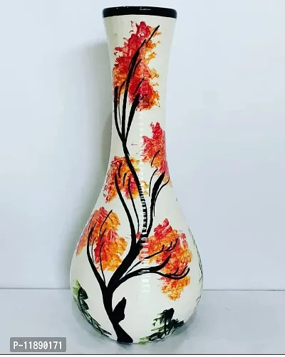 Kreative Homes Ceramic Flower Vase | Pot | Container | Corner Table Decoration Flower Pot Cylindrical Shape Pottery Hand Crafted Painted Mouth Decorative Vase for Home Decor Living Room Office Table d?cor (Multicolor)-thumb5