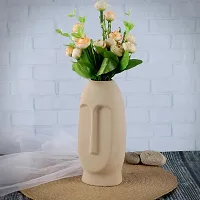 Kraftlik Handicrafts Face Shape Ceramic Vases | Planter | Matte(Rough) Finish Flower Pot | Bottle Shape with Unique Quality for Home D?cor Center Table Bedroom Side Corners Decoration (Off-White)-thumb4