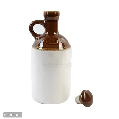 Kreative Homes Ceramic Oil Dispenser for Kitchen, 1 litres, Brown and Off White-thumb0