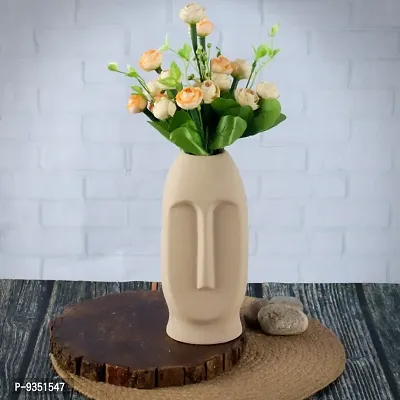 Handicrafts Face Shape Ceramic Vases | Planter | Flower Pot | Bottle Shape with Unique Quality for Home Deacute;cor Center Table(Matte White)