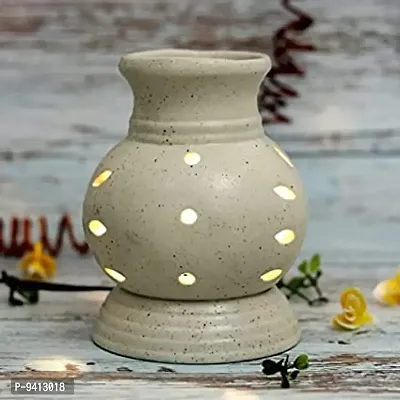 Kraftlik Handicrafts Oil Diffuser, Ancient Lamp/Matki Shape Electric Ceramic Aroma Oil Diffuser/Natural for Office-thumb0