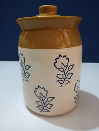 Kraftlik Handicrafts Ceramic Jars, Table Pickle Jar Ceramic Jars Containers For Storage, Handmade Ceramic Pickle Jar with Lid, Cookie Jar (500ml)-thumb1