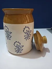 Kraftlik Handicrafts Ceramic Jars, Table Pickle Jar Ceramic Jars Containers For Storage, Handmade Ceramic Pickle Jar with Lid, Cookie Jar (500ml)-thumb3