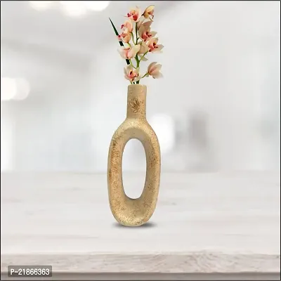 Kraftlik Handicrafts Curve Shape Ceramic Minimalist Flower Vase | Pampas Grass Vase | Ceramic Vase | Home Decor Centrepiece | vase for Home Decor Ceramic (Light Golden Finish)