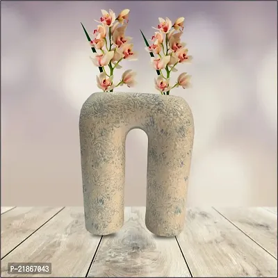 Kraftlik Handicrafts Home Decore Inverted U Shape Ceramic Minimalist Flower Vase | Flower Decoration Port-thumb0