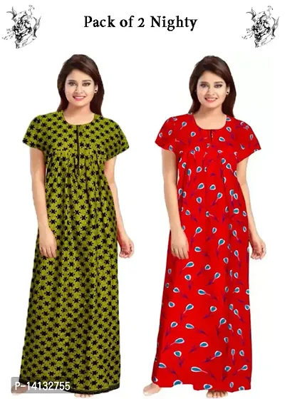 Fancy Cotton Printed Nighties for Women Pack of 2